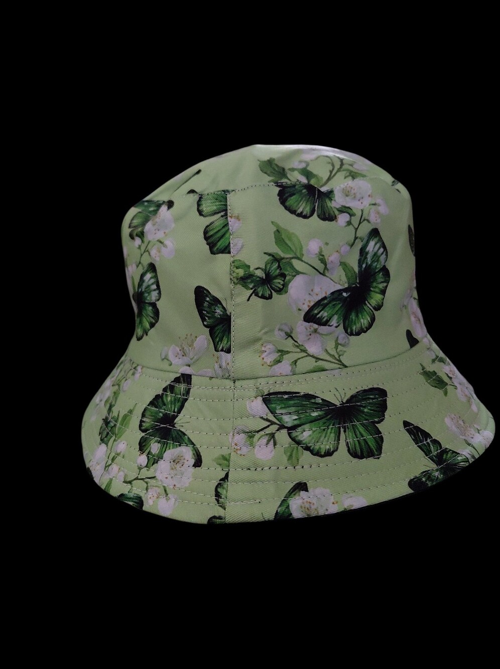 Green Butterfly Floral Unisex Bucket Hat 22"/23" - Picture 5 of 8